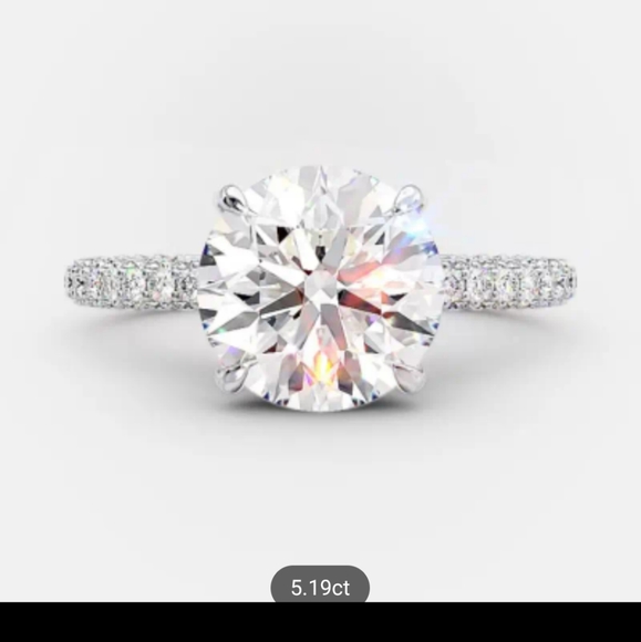 Certified 5.19ct 18K White Gold Moissanite Ring